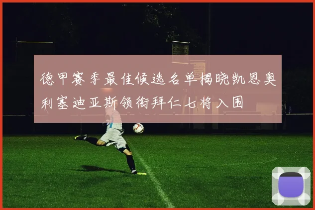 德甲赛季最佳候选名单揭晓凯恩奥利塞迪亚斯领衔拜仁七将入围
